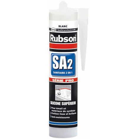 RUBSON Mastic Sanitaire Silicone Acétique Surface émaillée+synthétique SA2 Blanc-280ml