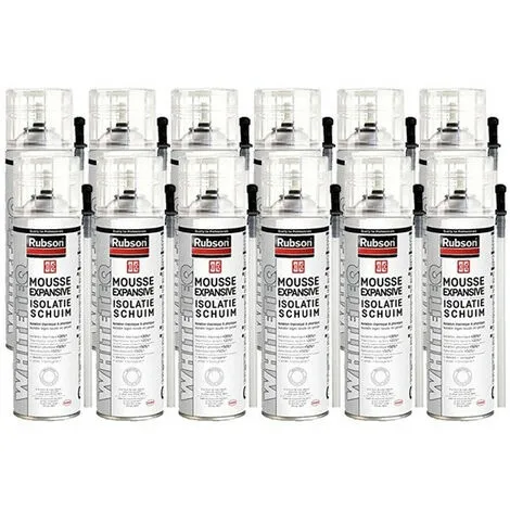 RUBSON 12x Aerosols Mousse PU Expansive 500ml WhiteTEQ