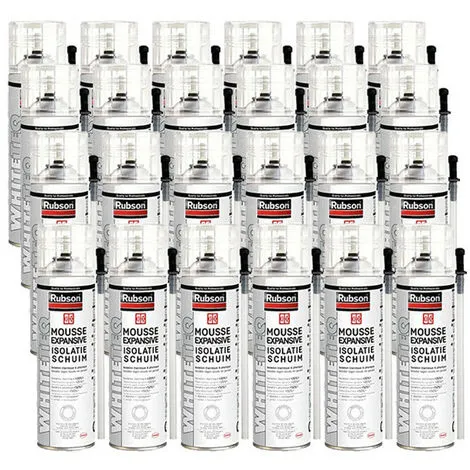 RUBSON 24x Aerosols Mousse PU Expansive 500ml WhiteTEQ