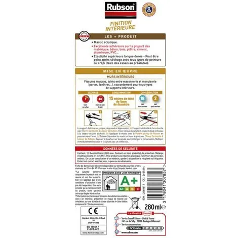 Rubson Mastic D'étanchéité Mur Intérieur RUBSON Finition 280 Ml Gris – Image 4