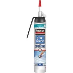 Rubson Silicone RUBSON, Blanc, 200 Ml Mastic Sans Pistolet Cuisine & Salle De Bain