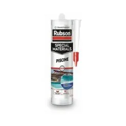Rubson Mastic Special Materials Piscine Transparent, Mastic étanche Pour Piscine Et Entourage, Mastic Colle Pour Réparation Temporaire Même Sous L'eau, Cartouche 280 Ml