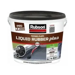 RUBSON Liquid Rubber Plus, Revêtement D'étanchéité Toutes Toitures , Imperméabilisant Toitures, Coloris Noir, Bidon 5 Litres