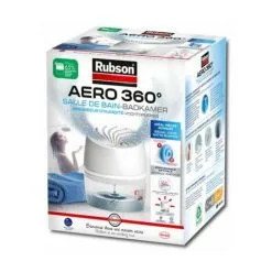 Rubson AÉRO 360° Absorbeur D'Humidité Spécial Salle De Bain, Déshumidificateur Anti-odeur, Absorbeur Anti-humidité & Condensation, 1 Appareil + 1 Recharge De 450 G