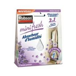 Rubson Minifresh Absorbeur DHumidité En Sachet, Spécial Placards, Tiroirs, Penderies, Voitures -Absorbeur Dodeur 2 Sachets Parfum Lavande De 50 G