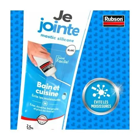 Rubson Je Jointe Mastic Blanc 150 Ml, Mastic étanche Anti-moisissure En Tube Prêt à L'emploi, Mastic Silicone Durable Pour Joints Sanitaires Spécial Bain & Cuisine – Image 2