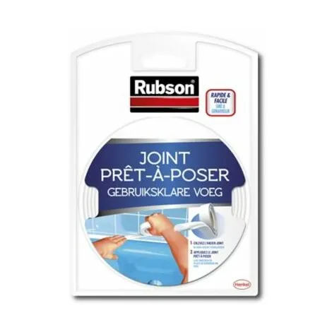 RUBSON Joint Prêt à Poser , Joint Auto-adhésif Blanc Pour Raccordement Lavabo, Douche, Baignoire -Rouleau 12mmx3.5m