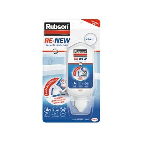 Rubson RE-NEW (1 X 80ml), Mastic Sanitaire Blanc à Base De Silicone, S'applique Sur Le Joint Déjà Existant, Mastic étanche & Anti-moisissures