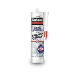 Rubson Mastic Bain & Cuisine Blancheur Extrême, Mastic étanche Et Anti-moisissures à Base De Silicone, Mastic Sanitaire Blancheur Longue Durée, 280 Ml