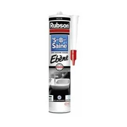 Rubson Mastic Salle De Bain Saine Couleur "Ebène" Noir, Joint Silicone Multi-matériaux Renforcé En Antifongiques, Mastic Sanitaire Coloré, Souple & étanche, 280 Ml