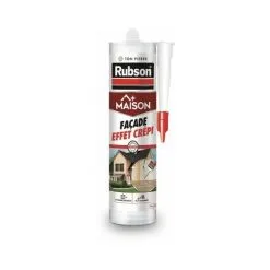 Rubson Mastic Maison Pour Façades Effet Crépi, Mastic Acrylique Pour Joint, Raccordement Et Rebouchage De Fissures Sur Supports Recouverts De Crépi, Aspect Granuleux, Coloris Ton Pierre/beige, 280 Ml