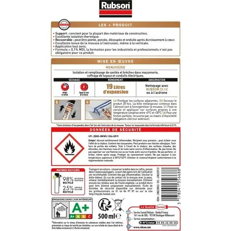 Rubson Mousse Expansive Menuiserie 500ml – Image 2