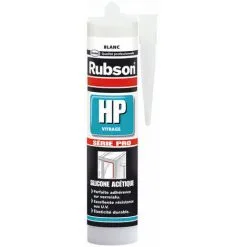 RUBSON Mastic Vitrage Silicone Acétique HP Blanc-300ml