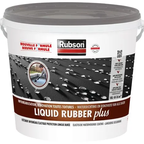 Rubson Revêtement D'étanchéité Toitures Plates 10L | Couleur: Gris - Conditionnement: 10L - Gris