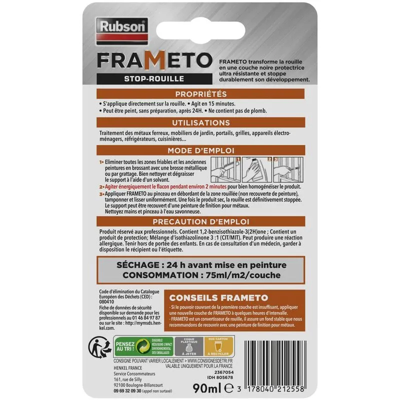 TRAITEMENT ANTIROUILLE STOP ROUILLE IMMEDIAT FRAMETO RUBSON – Image 2